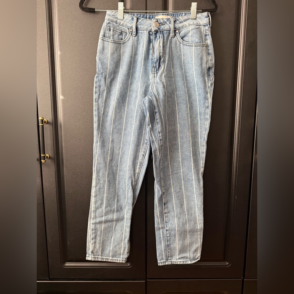 PacSun Striped Blue Denim Mom Jeans